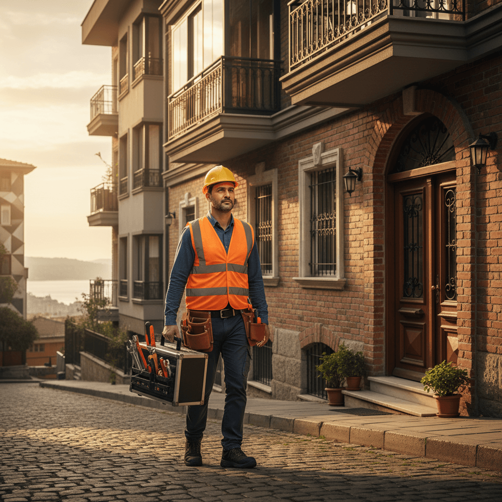 Electrician arriving for local Istanbul service