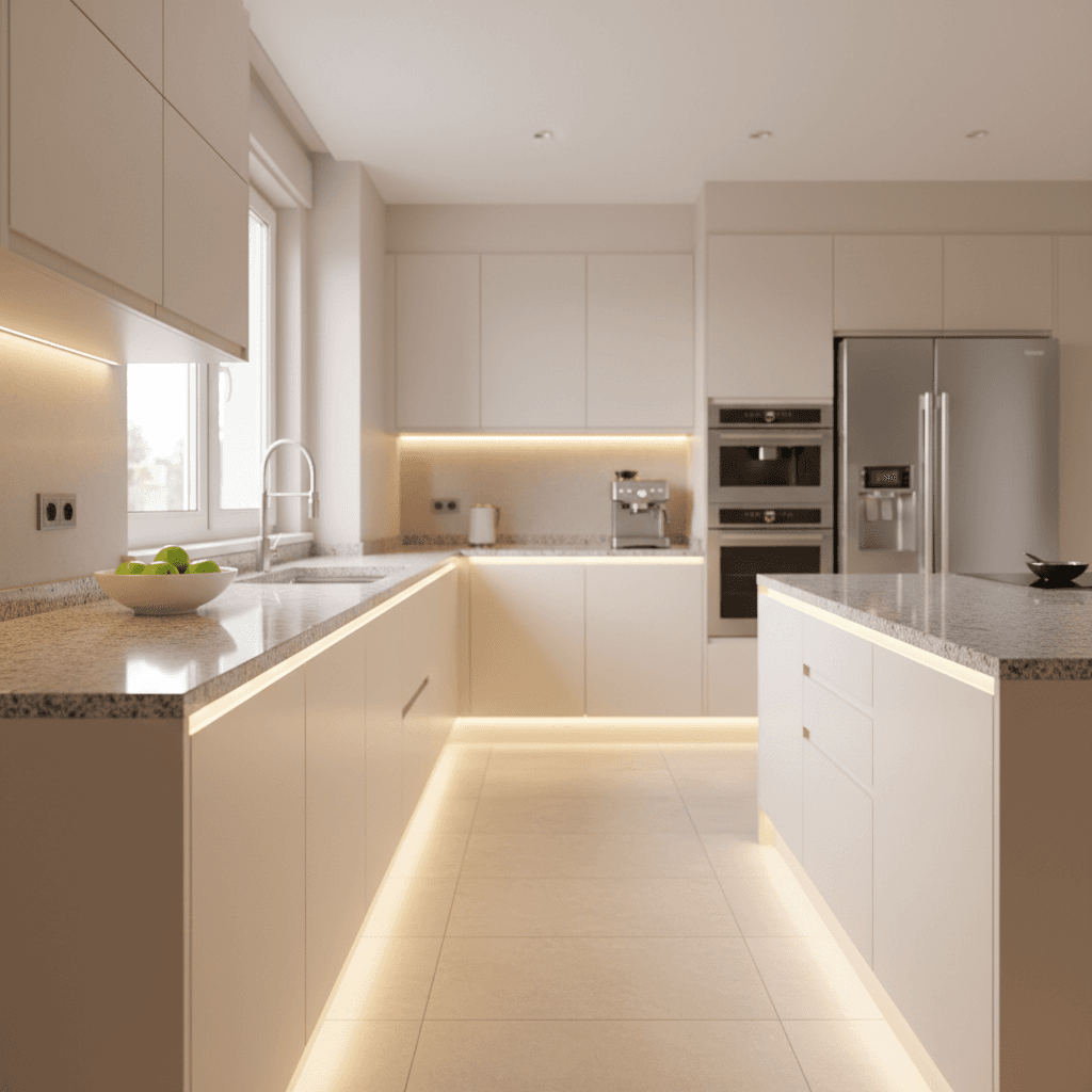 Under-cabinet LED lighting installed in modern kitchen